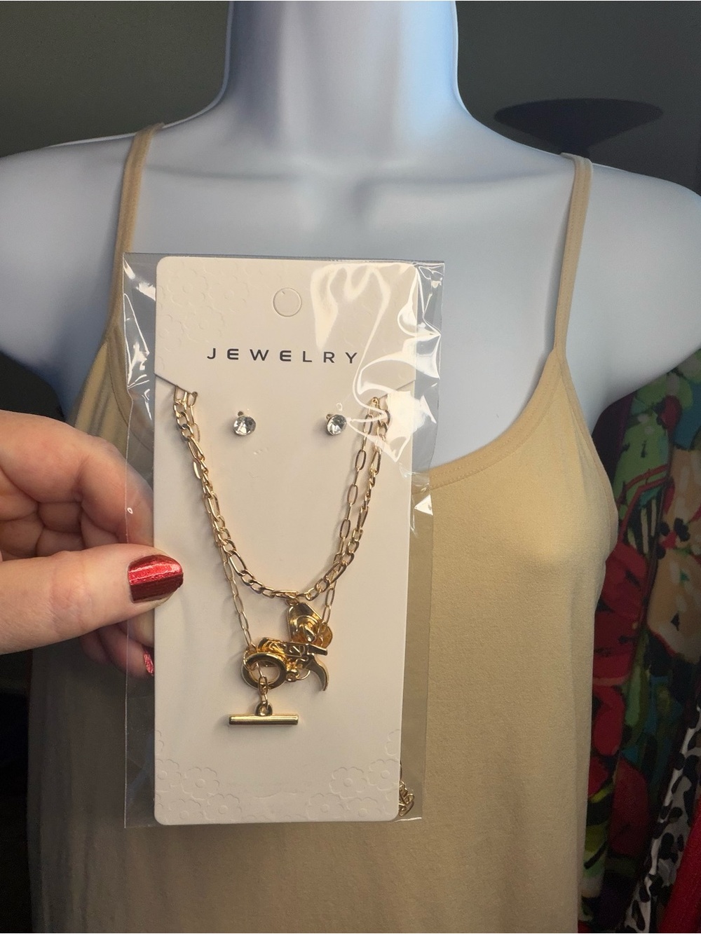 NWT Western Cowgirl Layered Toggle Necklace & Earrings Set Cowboy Hat Boot